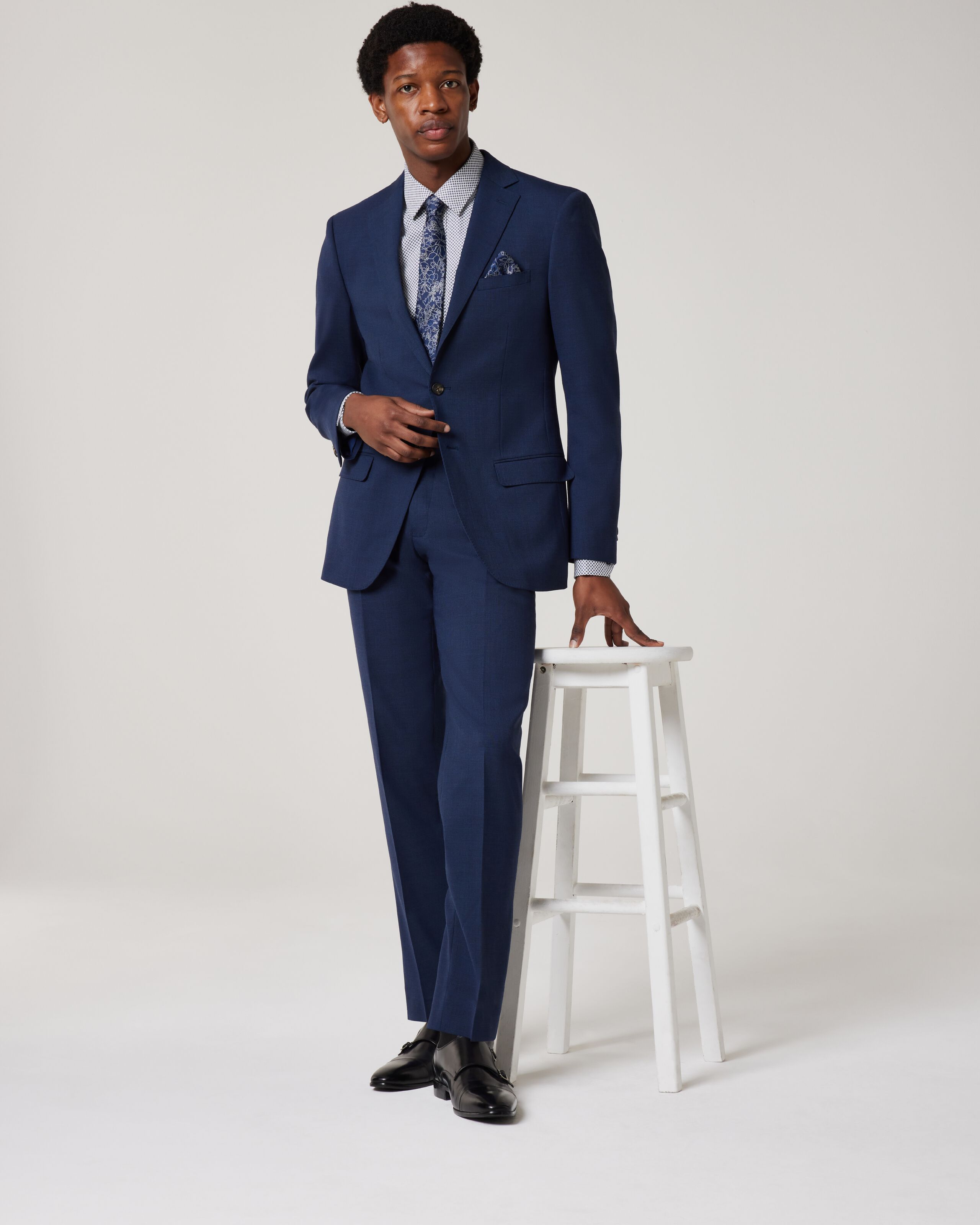 Regular Stretch Wool Blend Tailored Pant Navy Suit Pants Politix